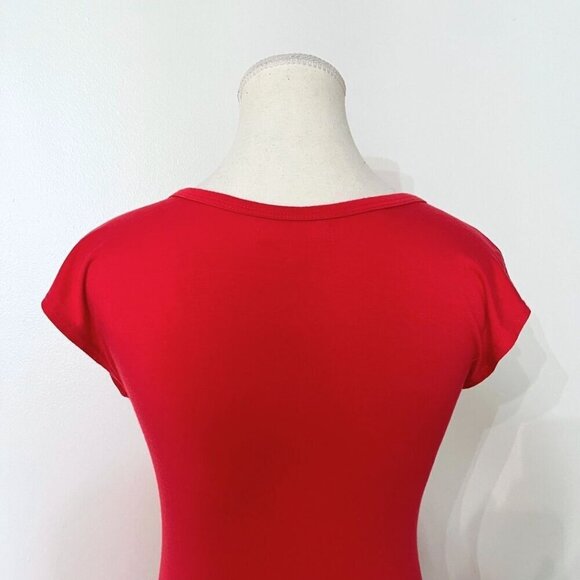 LNA RED CAP SLEEVE STRETCH JERSEY BODYCON DRESS - S - Picture 6 of 8